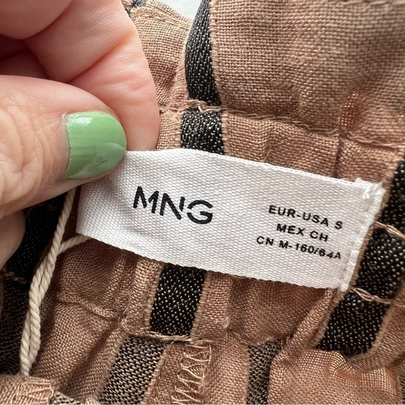 2/25 Mango Ramie-Blend Striped Shorts Striped New high waisted - Picture 5 of 7